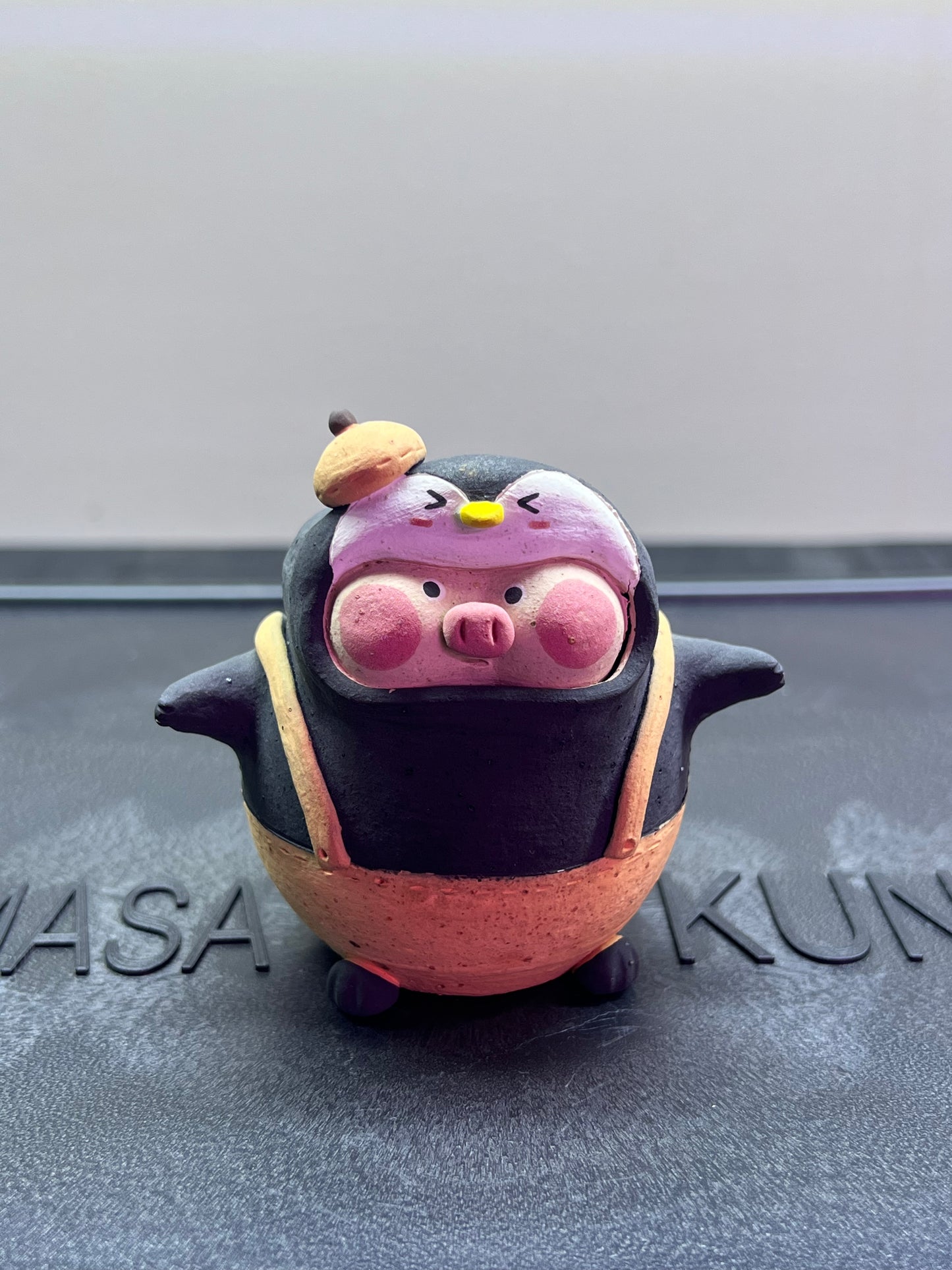 Penguin Piggy Pot — 1.5" Handmade Wood-Fired Coarse Clay Succulent Planter