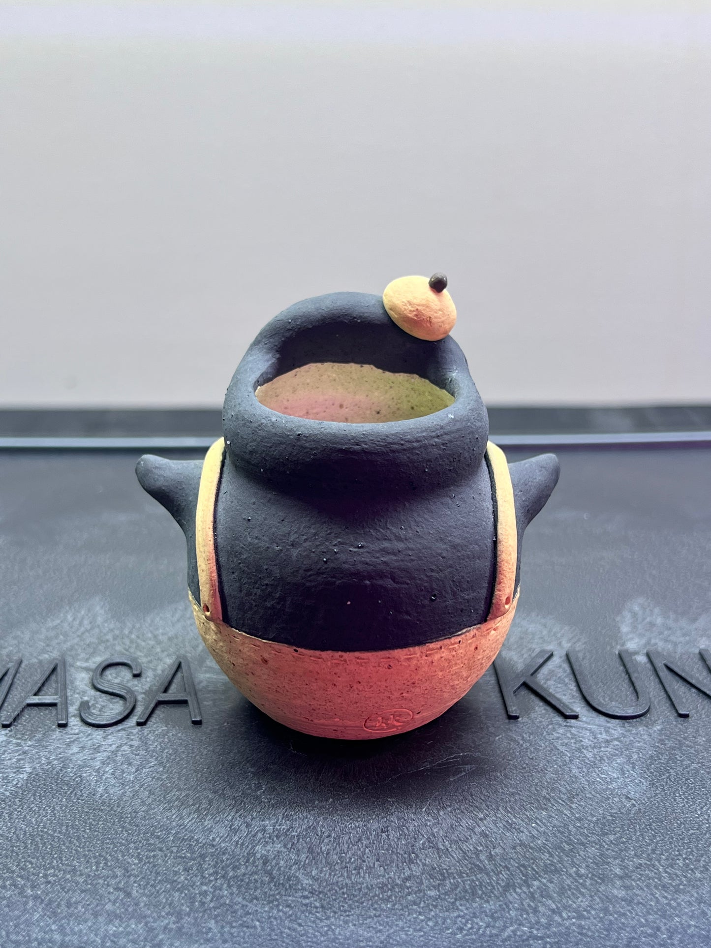 Penguin Piggy Pot — 1.5" Handmade Wood-Fired Coarse Clay Succulent Planter