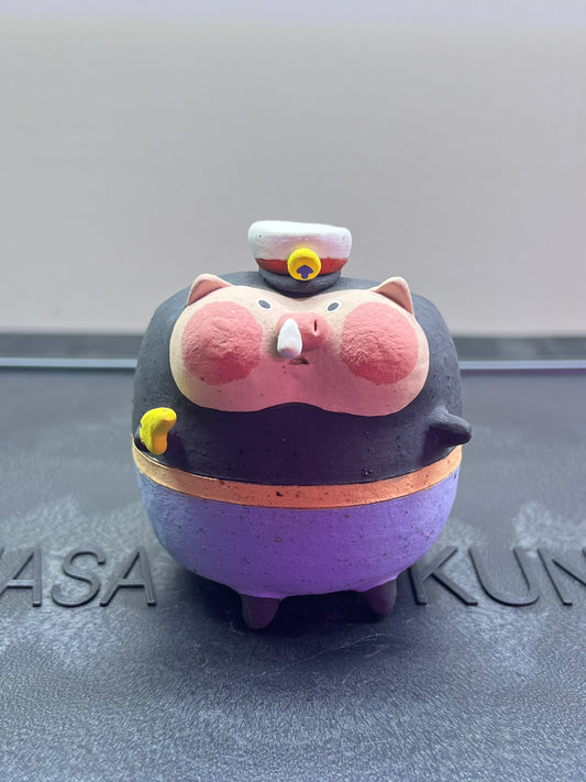 Captain Piggy Pot — 2.5" Handmade Wood-Fired Coarse Clay Succulent Planter