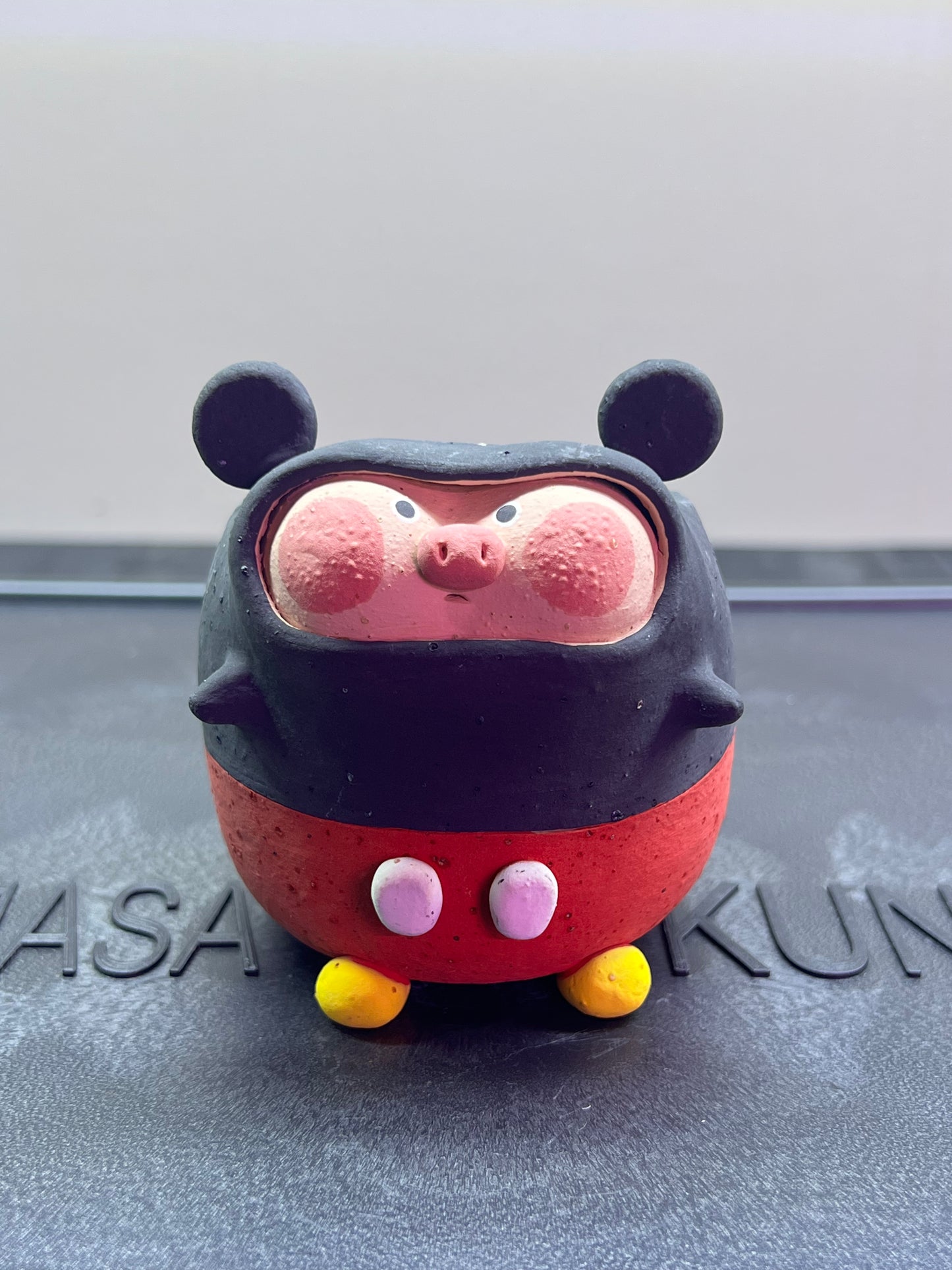 Mickey Piggy Pot — 2.5" Handmade Wood-Fired Coarse Clay Succulent Planter