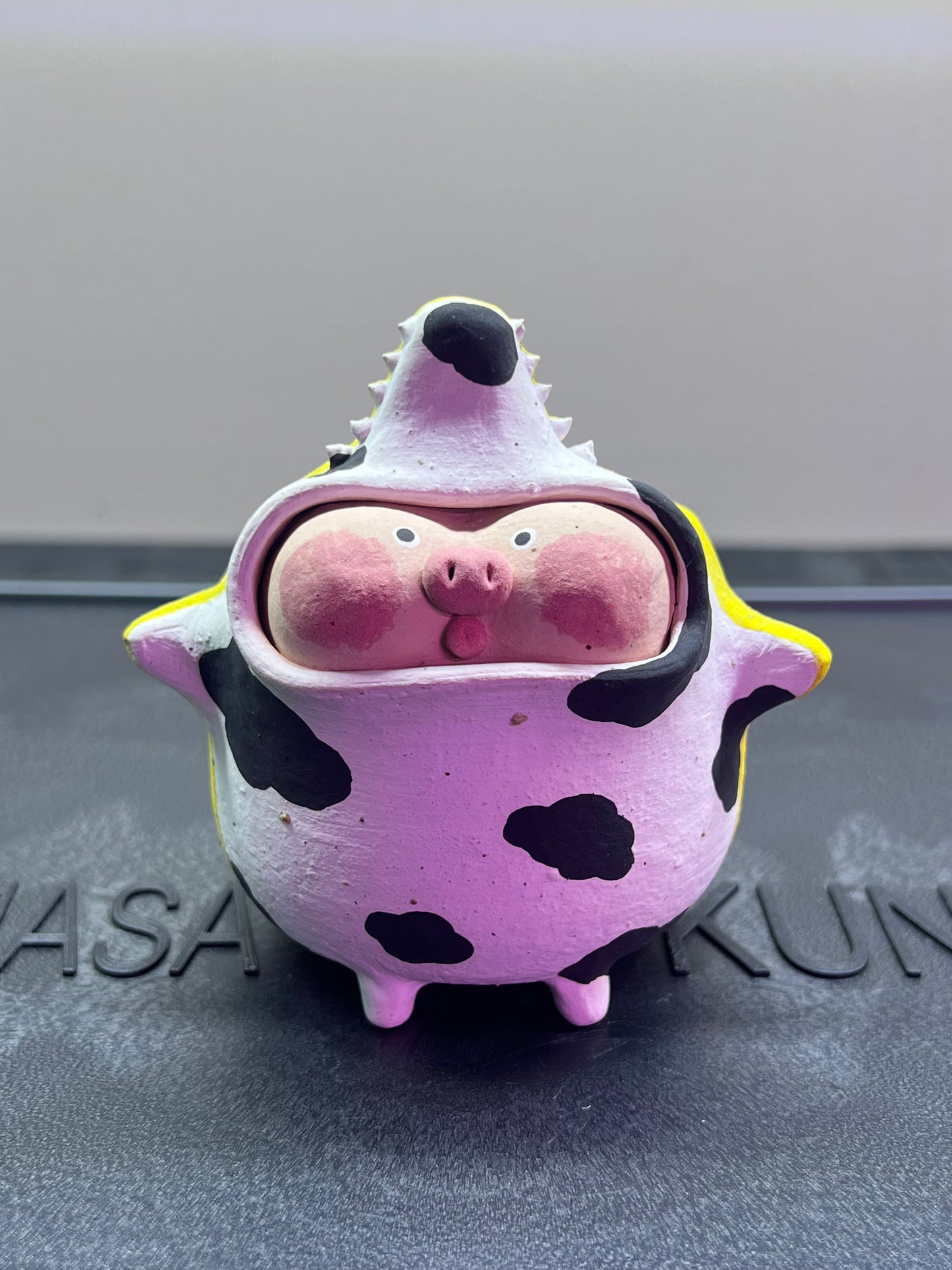 Cow Shark Piggy Pot — 2.5" Handmade Wood-Fired Coarse Clay Succulent Planter