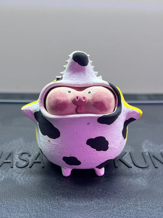 Cow Shark Piggy Pot — 2.5" Handmade Wood-Fired Coarse Clay Succulent Planter