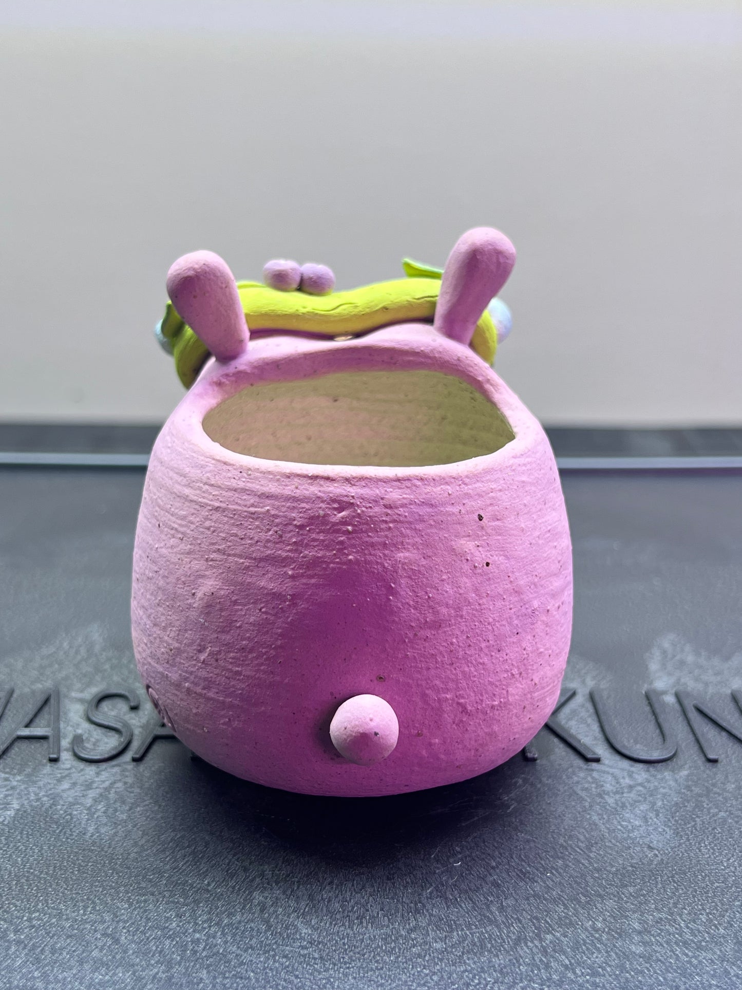 Flower Crown Bunny Pot Set (2 pcs) — Handmade Wood-Fired Coarse Clay pots