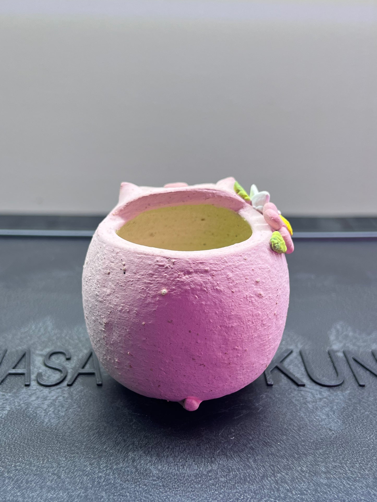 Flower Piggy Pot — 2.5" Handmade Wood-Fired Coarse Clay Succulent Planter