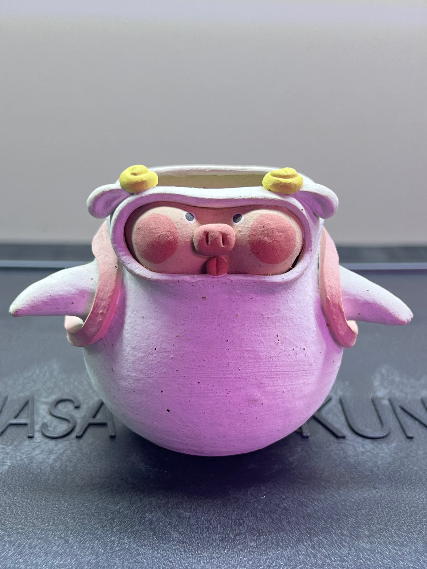 Kirby Piggy Pot — 3" Handmade Wood-Fired Coarse Clay Succulent Planter
