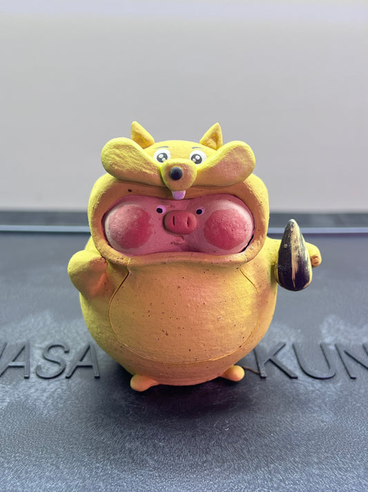 Squirrel Piggy Pot — 2.5" Handmade Wood-Fired Coarse Clay Succulent Planter