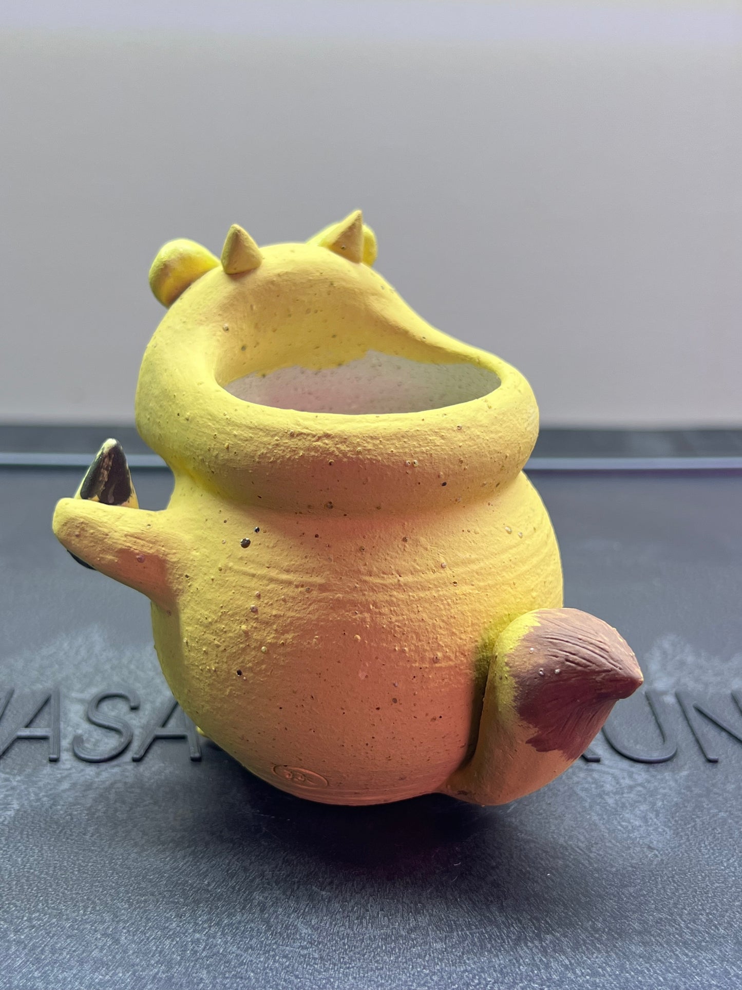 Squirrel Piggy Pot — 2.5" Handmade Wood-Fired Coarse Clay Succulent Planter