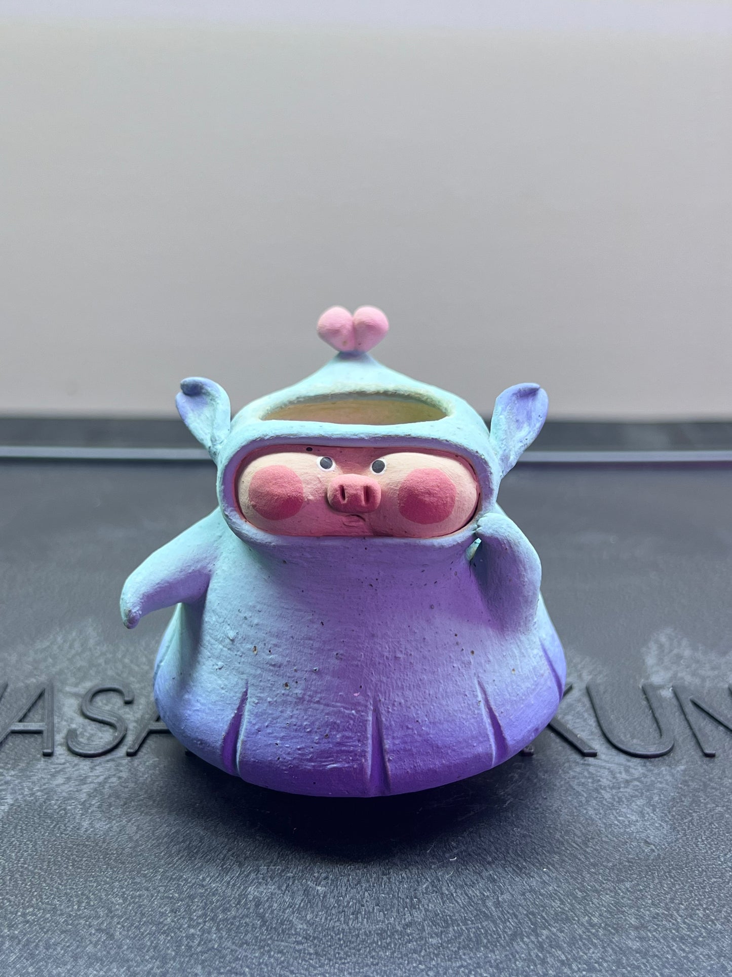 Forest Fairy Piggy Pot — 2" Handmade Wood-Fired Coarse Clay Succulent Planter