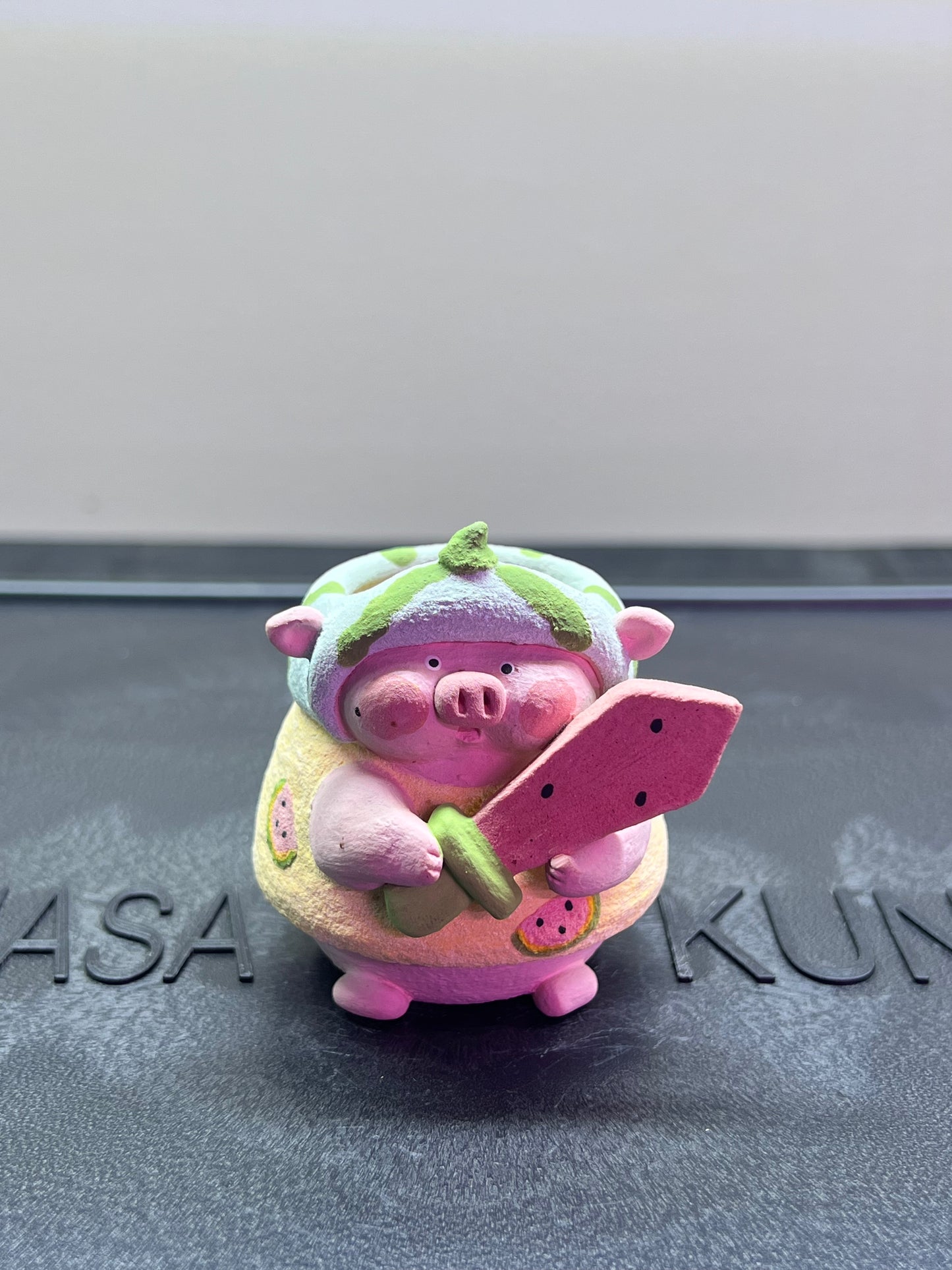 Watermelon Sword Piggy Pot — 1.5" Mini Handmade Wood-Fired Coarse Clay pot