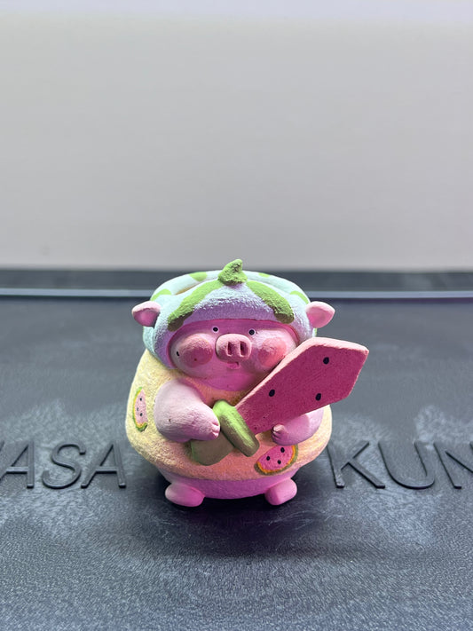 Watermelon Sword Piggy Pot — 1.5" Mini Handmade Wood-Fired Coarse Clay pot
