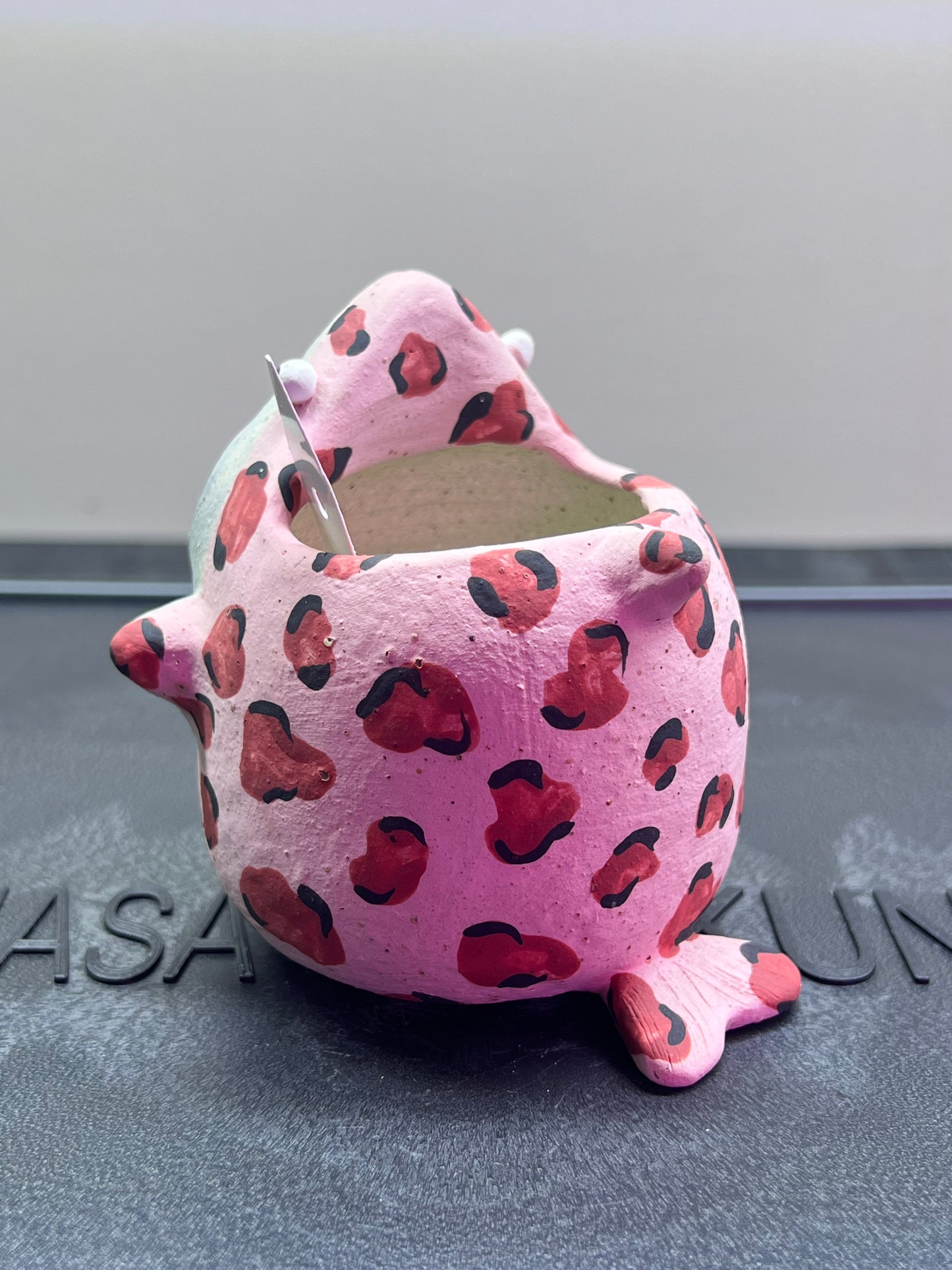 Leopard Shark Piggy Pot — 2.5" Handmade Wood-Fired Coarse Clay Succulent Planter
