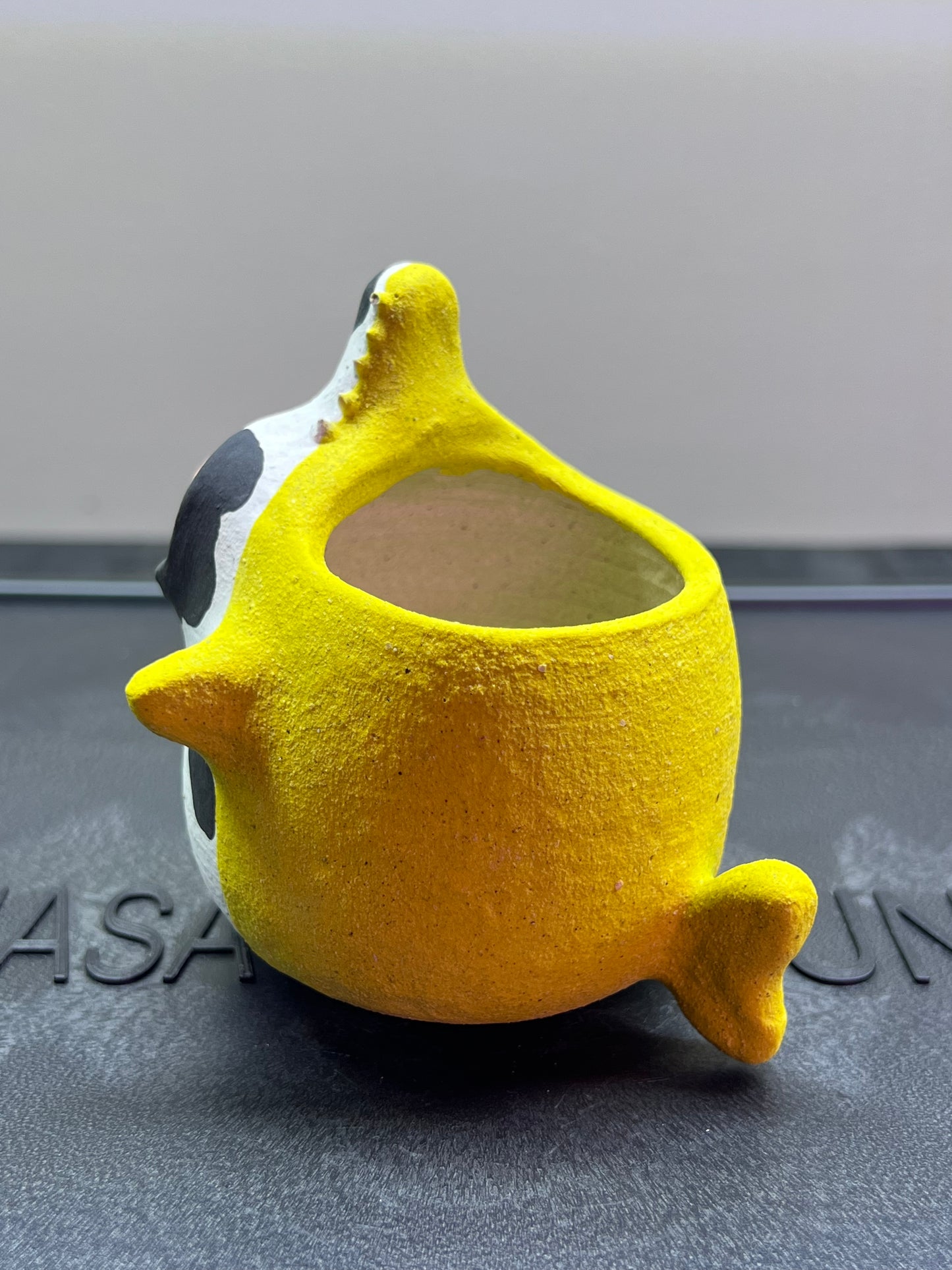 Cow Shark Piggy Pot — 2.5" Handmade Wood-Fired Coarse Clay Succulent Planter