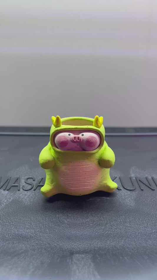 Baby Dragon Piggy Pot — 2" Handmade Wood-Fired Coarse Clay Succulent Planter